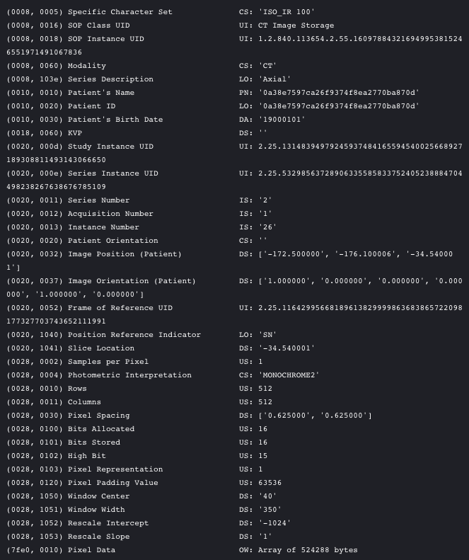 DICOM meta info